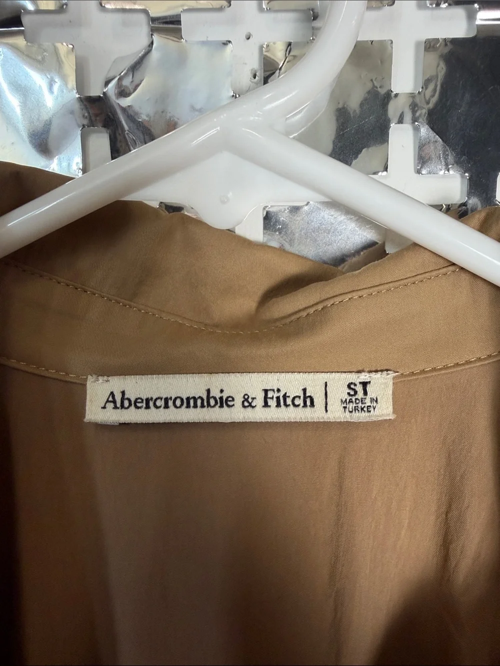 Abercrombie & Fitch Tan Maxi Shirt Dress with Elastic Waist